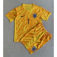 Camiseta Inglaterra Jordan Pickford #1 Portero Primera Equipación para niños Eurocopa 2024 manga corta (+ pantalones cortos)